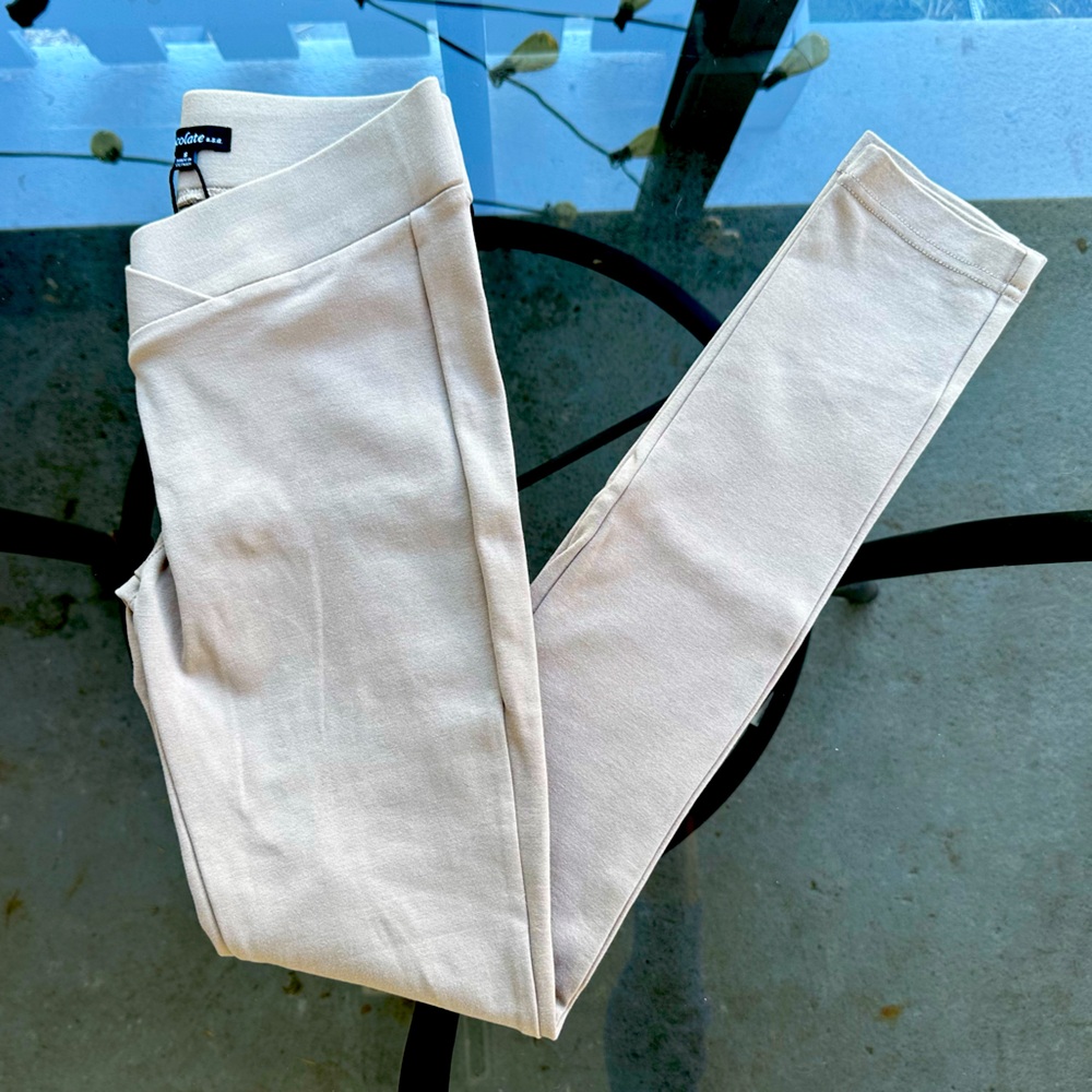 Chocolate Crossover Skinny Pants in Beige - Size Small